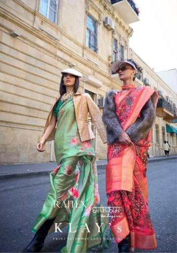 Klay's By Rajtex Fancy Satin Organza Weaving Saree Collection